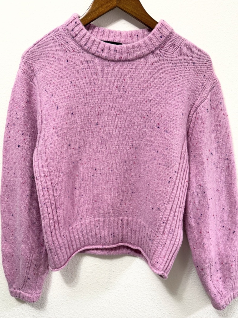 Club Monaco Pink Cropped Wool Blend Sweater Chunky Knit Size S